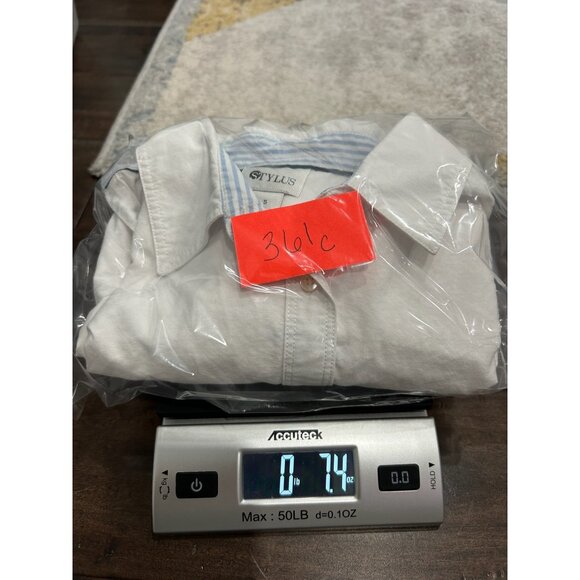 Stylus Womens White Button-Down Long Sleeve Shirt Size S Cotton Casual Basic - Picture 10 of 10